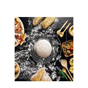 1. Sınıf Isıya Dayanıklı Hamur Pişirme Altlığı Ve Ölçülü Hamur Açma Matı 45 Cm X 65 Cm Siyah