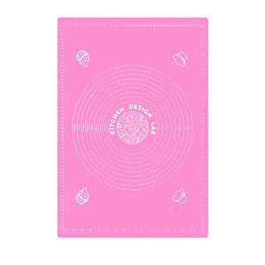 Pembe 45x65 Cm Silikon Hamur Açma Matı Ve Siyah Klasik Merdane
