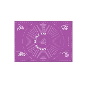 2'li Set Mor 45x65 Cm Silikon Hamur Açma Matı Ve Gri Silikon Yanmaz Mutfak Fırın Eldiveni