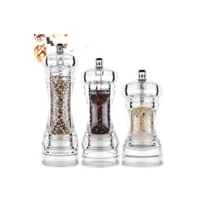 Akrilik Baharat Öğütücüsü, 14 Cm 2 Adet, Tuz Karabiber Değirmeni Öğütücü