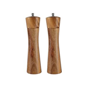 Akasya Komple Ahşap Gövdeli Tuz Karabiber Değirmeni Baharat Öğütücüsü 21 Cm - 2 Adet - 396