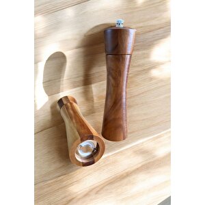 Akasya Komple Ahşap Gövdeli Tuz Karabiber Değirmeni Baharat Öğütücüsü 21 Cm - 2 Adet - 396