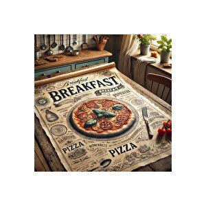 Vintage Desenli Breakfast Kahvaltı Servis Ve Sunum Kağıdı 37x28 Cm 150 Adet