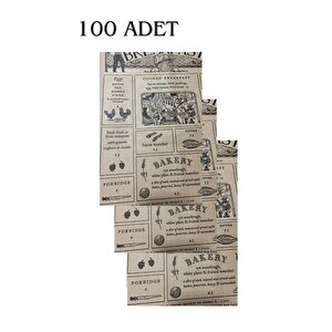 Vintage Desenli Breakfast Kahvaltı Servis Ve Sunum Kağıdı 37x28 Cm 100 Adet