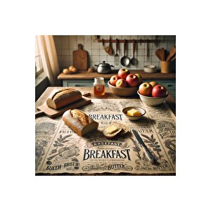 Vintage Desenli Breakfast Kahvaltı Servis Ve Sunum Kağıdı 37x28 Cm 300 Adet