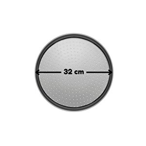 2'li Set Siyah 45x65 Cm Silikon Hamur Açma Matı Ve Pizza Tepsisi 32 Cm