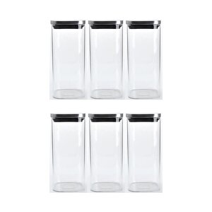 Vakum Krom Kapaklı Kare Cam Kavanoz 6,5x15,5 Cm - 450 Ml Cam Baharatlık Saklama Kabı 6 Adet