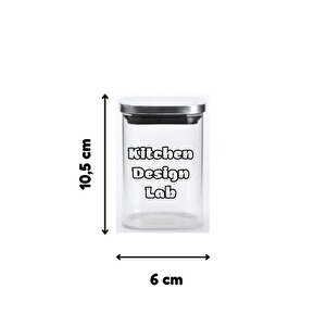 Vakum Krom Kapaklı Kare Cam Kavanoz 6,5x10,5 Cm - 300 Ml Cam Baharatlık Saklama Kabı 6 Adet