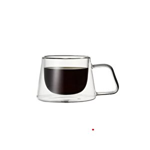 Yeni Tasarım Neskafe Ekspresso Fincanı, Çift Cidarlı Kulplu Cam Fincan 3 Adet 1836