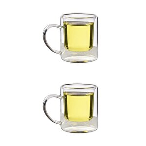 Çift Cidarlı Borosilikat Cam Nescafe,latte,filtre Kahve, Bitki Çayı Kupası  200 Ml 2  Adet-1837