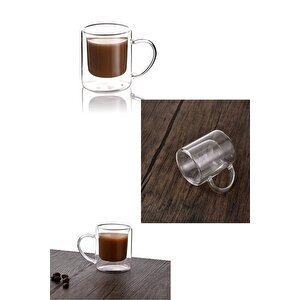 Çift Cidarlı Borosilikat Cam Nescafe,latte,filtre Kahve, Bitki Çayı Kupası  200 Ml 2  Adet-1837