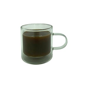 Çift Cidarlı Kahve,latte,çay Bardağı Seti -250 Ml Cam Kupa Seti 6 Adet 2128