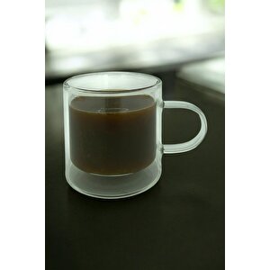 Çift Cidarlı Kahve,latte,çay Bardağı Seti -250 Ml Cam Kupa Seti 6 Adet 2128