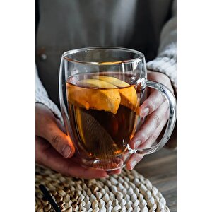 Çift Cidarlı Latte,kahve,meşrubat,bitki Çayı Cam 300 Ml Kupa Seti 6 Adet 2038