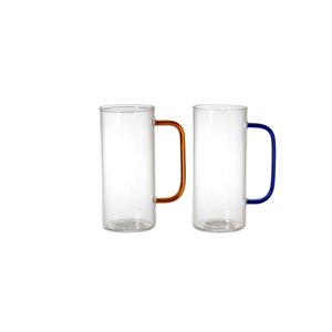 Yeni Stil Mavi Renkli Borosilikat Cam Yuvarlak Nescafe,latte,kahve Kulplu Kupa 400 Ml 4 Adet