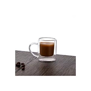 Çift Cidarlı Borosilikat Cam Nescafe,latte,filtre Kahve, Bitki Çayı Kupası 200 Ml 4 Adet-1837