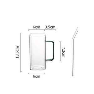 Kare Cam Siyah Kulplu Latte Meşrubat Nescafe Süt Su Bardağı Çeyiz Listesi 350 Ml 6 Adet