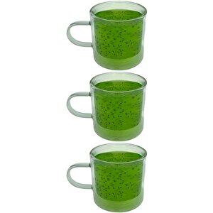 Çift Cidarlı Kahve,latte,çay Bardağı Seti -250 Ml Cam Kupa Seti 3 Adet 2128
