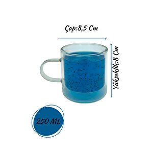 Çift Cidarlı Kahve,latte,çay Bardağı Seti -250 Ml Cam Kupa Seti 3 Adet 2128