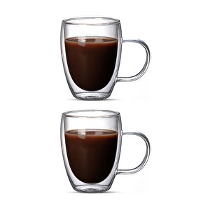Çift Cidarlı Latte,kahve,meşrubat,bitki Çayı Cam 300 Ml Kupa Seti 2 Adet 2038
