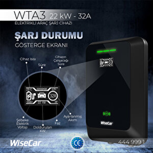 Wisecar Wta 22kw Elektrikli Araç Şarj Cihazı Ev Wallbox Type 2 Kartsız
