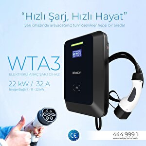 Wisecar Wta 22kw Elektrikli Araç Şarj Cihazı Ev Wallbox Type 2