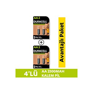 Şarj Edilebilir Aa 2500mah Piller, 4'lü Paket