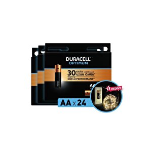 Optimum Aa Alkalin Pil, 1,5 V Lr6 Mn1500, 24'lü Paket Ve Led Işık