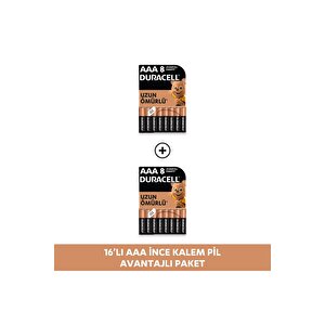 Alkalin Aaa İnce Kalem Pil, 1,5v (lr03 / Mn2400), 8'li Paket X 2