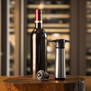 Vacu Vin 06492616 (1 Pompa, 2 Tıpa) Şarap Vakum Seti - Paslanmaz Çelik