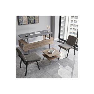 Lagomood İrony Maxi İki Koltuklu Ofis Takım Antrasit Ceviz Antrasit Ceviz
