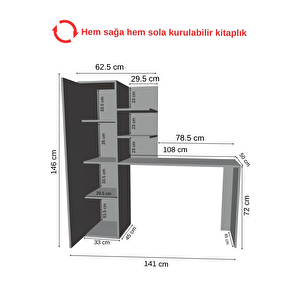 Luna Dolaplı Sağa Ve Sola Kurulabilir Çalışma Masası Siyah
