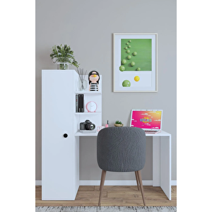 Luna Dolaplı Sağa Ve Sola Kurulabilir Çalışma Masası Beyaz