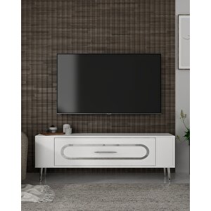 Retrop3ct Tv Sehpasi BEYAZ GÜMÜŞ Beyaz-Gümüş