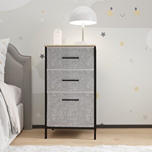 Çocuk 3 Çekmeceli Orta Boy Komodin Sehpa Gri 1603