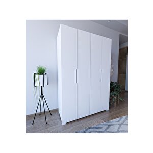 Monza 4 Kapılı Beyaz Gardırop Dolap 120 Cm