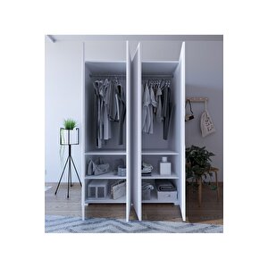 Monza 4 Kapılı Beyaz Gardırop Dolap 120 Cm