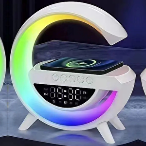 Kablosuz Şarj Özellikli Bluetoothlu Çok Fonksiyonlu Masa Lambası