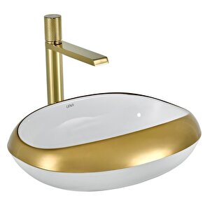 Tezgahüstü Lavabo Parlak Beyaz-altin Ey-4710a