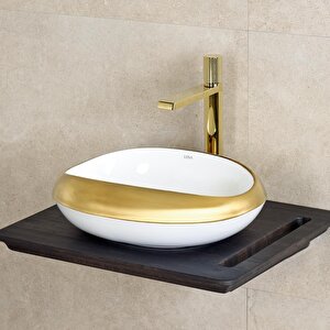Tezgahüstü Lavabo Parlak Beyaz-altin Ey-4710a
