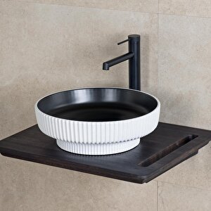 Tezgahüstü Lavabo Mat Si̇yah-beyaz E-w1501msb
