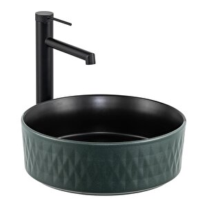 Tezgahüstü Lavabo Mat Yeşi̇l-si̇yah E-w5001ys