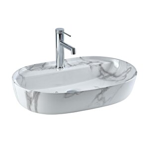 Tezgahüstü Lavabo Mermer Beyaz E-2114m1