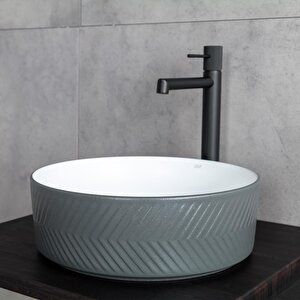 Tezgahüstü Lavabo Mat Gri̇-beyaz E-w5002gb
