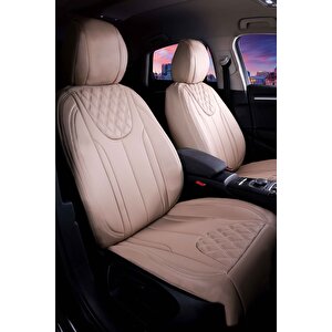 Fiat Egea Cross Uyumlu Lüx Deri Oto Koltuk Kılıfı Ön Arka Takım İron Bej Bej