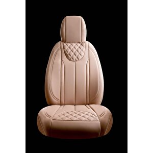 Seat İbiza Eski̇ Uyumlu Lüx Deri Oto Koltuk Kılıfı Ön Arka Takım İron Bej Bej