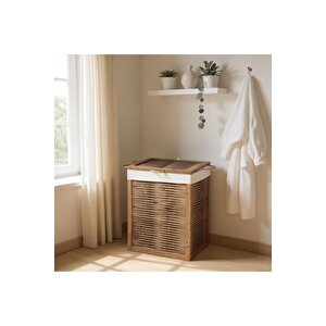 Ahşap Kirli Çamaşır Sepeti Yıkanabilir Bezli (atlantik Çam)