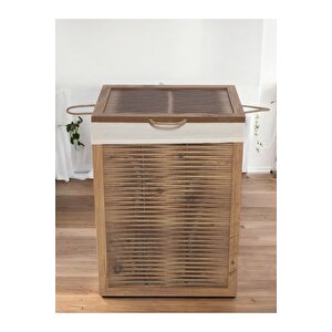 Ahşap Kirli Çamaşır Sepeti Yıkanabilir Bezli (atlantik Çam)