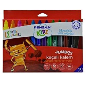 Kidz Yıkanabilir Jumboo Keçeli 12 Renk
