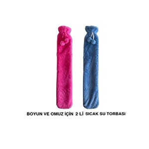 Sicak Su Torbasi İki̇ Li̇ Set,boyun Ve Omuz Icin  Uzun Peluş Ponponlu Termofor